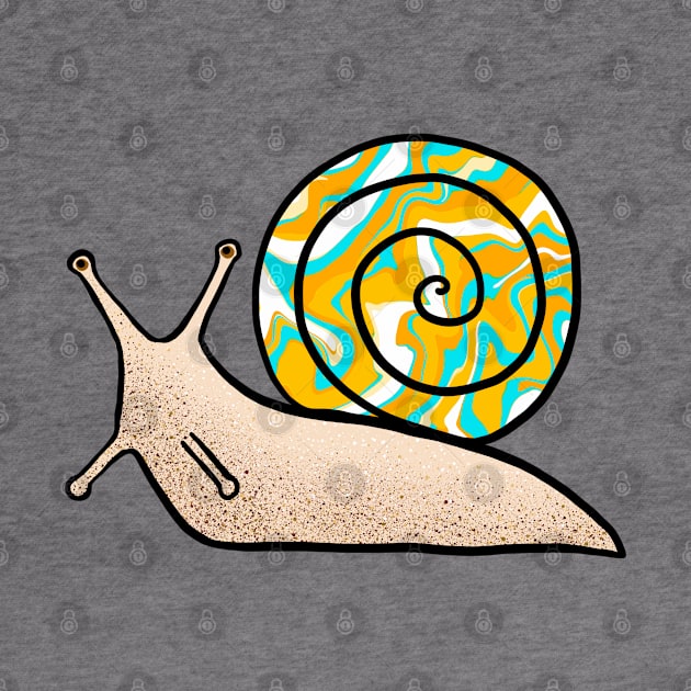 Psychedelic Snail Yellow and Blue Shell by julieerindesigns